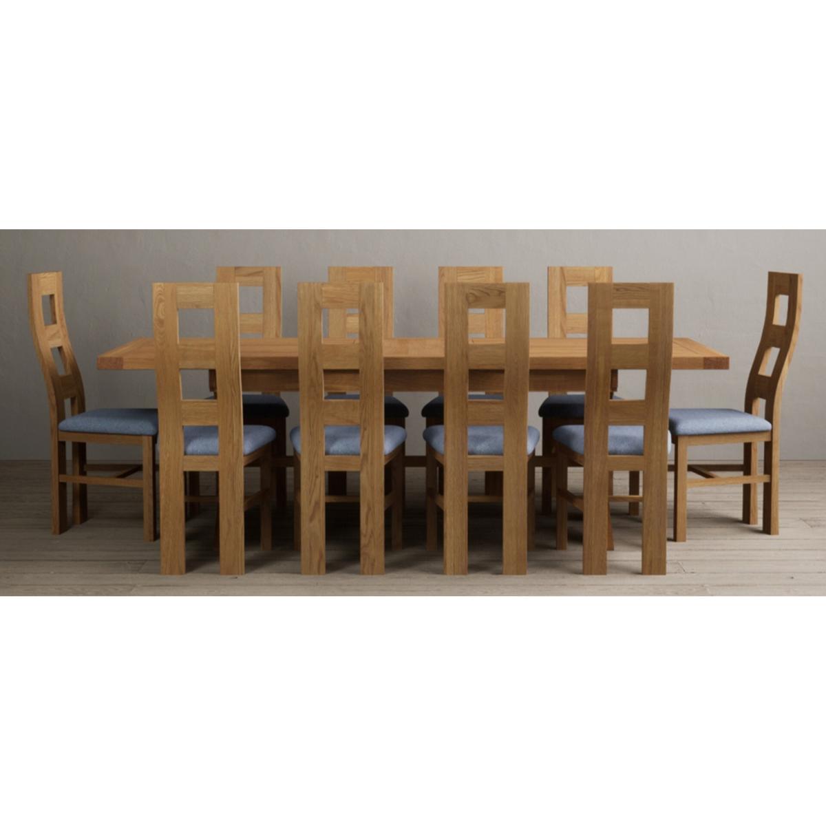 Extending Buckley 200cm Solid Oak Dining Table with 10 Linen Natural Chairs – image 65