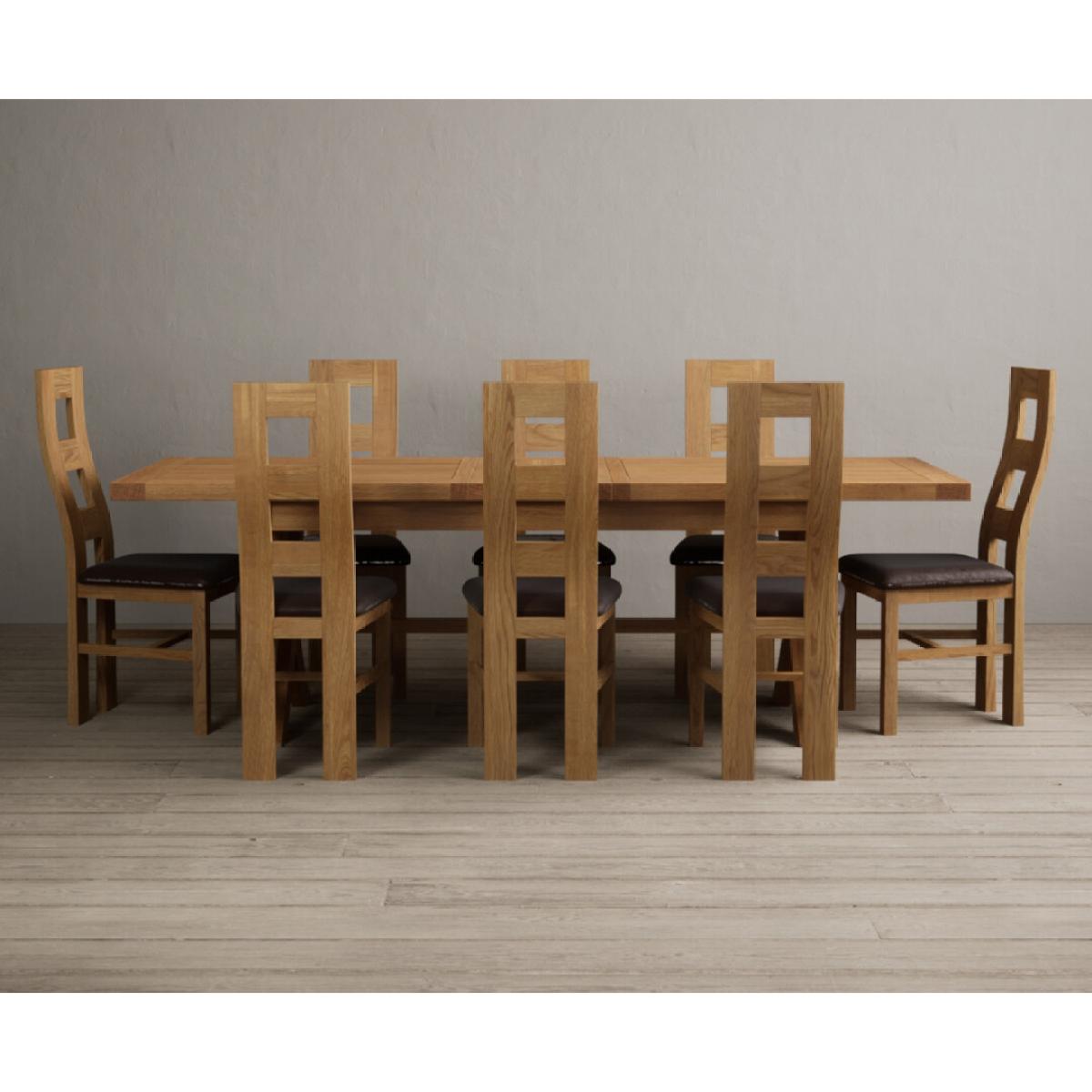 Extending Buckley 200cm Solid Oak Dining Table with 10 Linen Natural Chairs – image 8