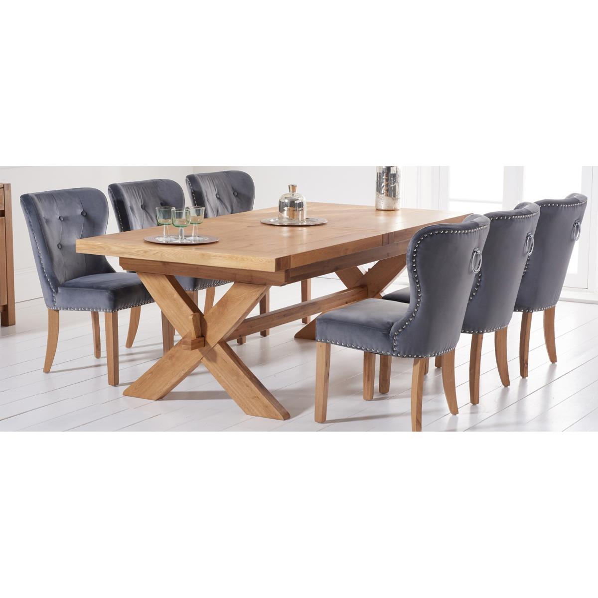 Extending Buckley 200cm Solid Oak Dining Table with 10 Linen Natural Chairs – image 75
