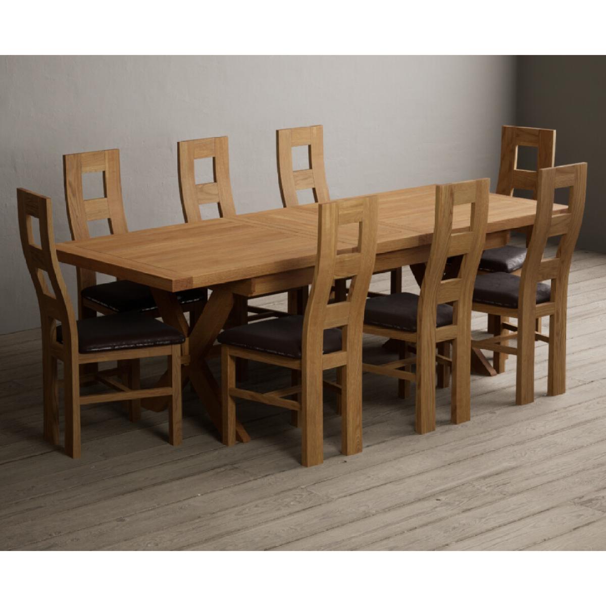 Extending Buckley 200cm Solid Oak Dining Table with 10 Linen Natural Chairs – image 9