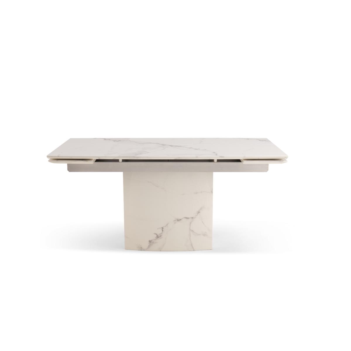 Metropolis 160cm Extending White Marble Dining Table With 6 Grey Hampstead Faux Leather Chairs – image 18