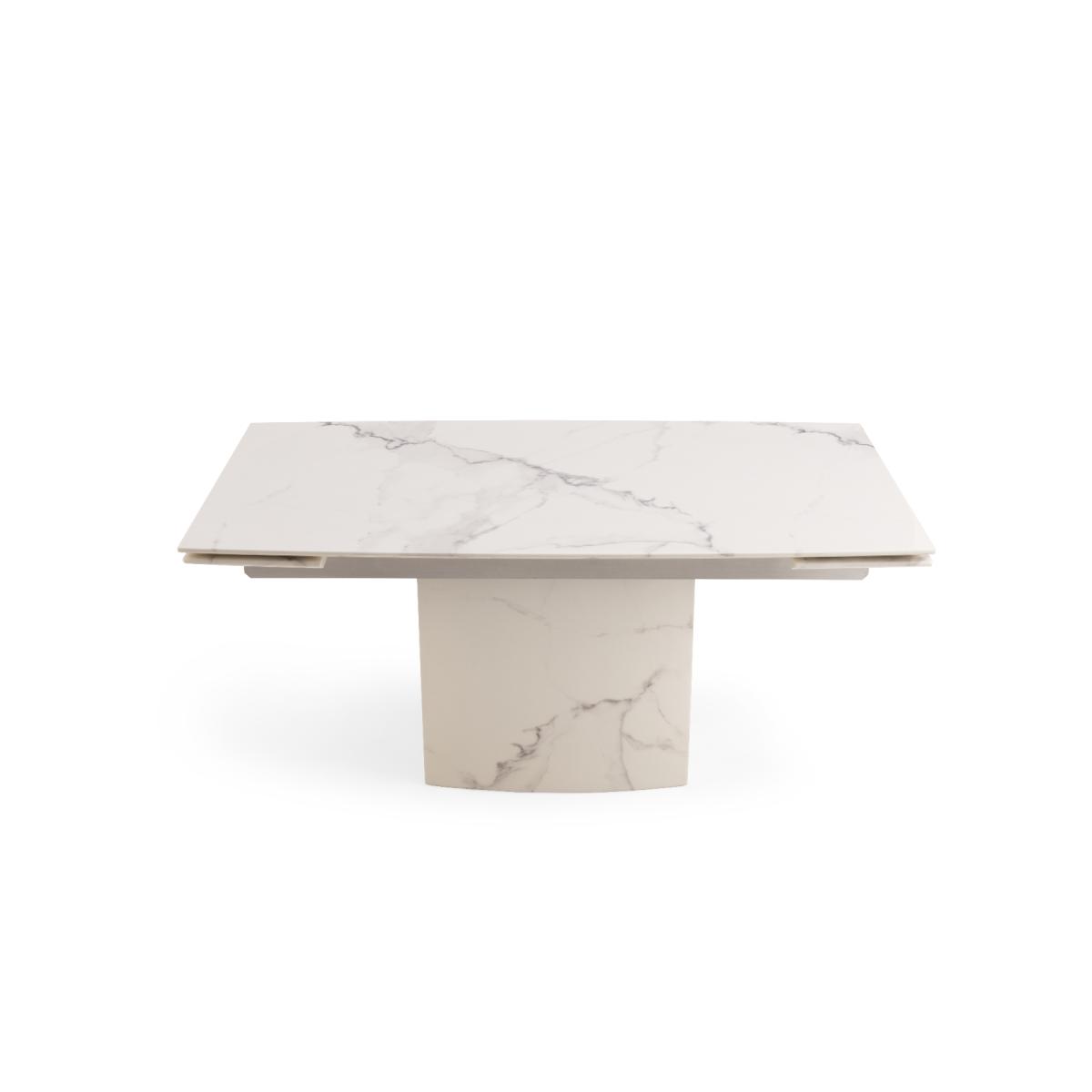 Metropolis 160cm Extending White Marble Dining Table With 6 Grey Hampstead Faux Leather Chairs – image 19
