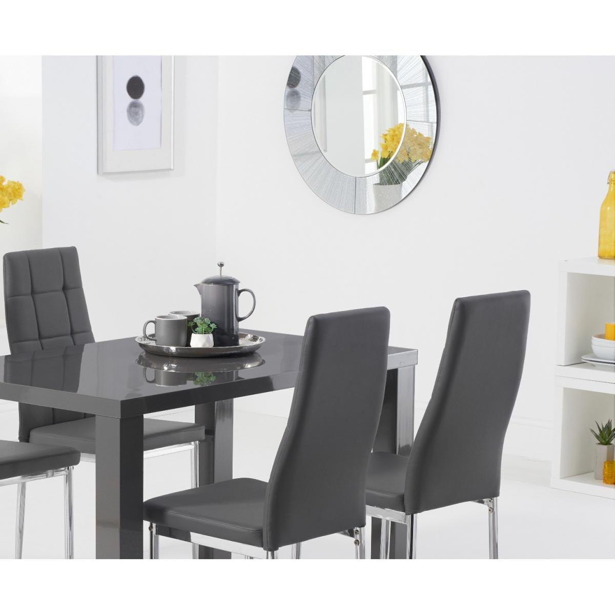 Atlanta 120cm Dark Grey High Gloss Table With 6 Grey Catalina Chairs – image 2
