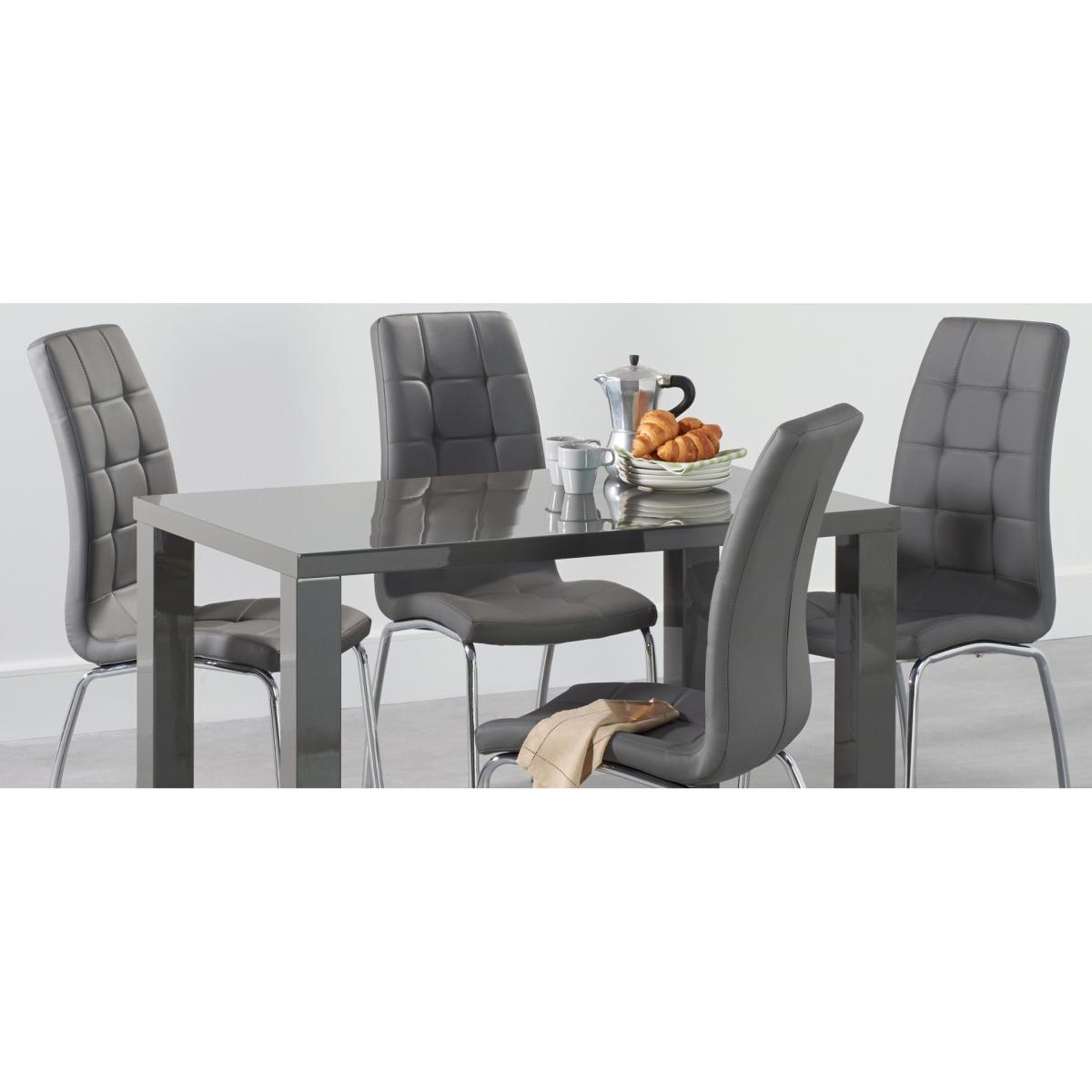 Atlanta 120cm Dark Grey High Gloss Table With 6 Grey Catalina Chairs – image 14