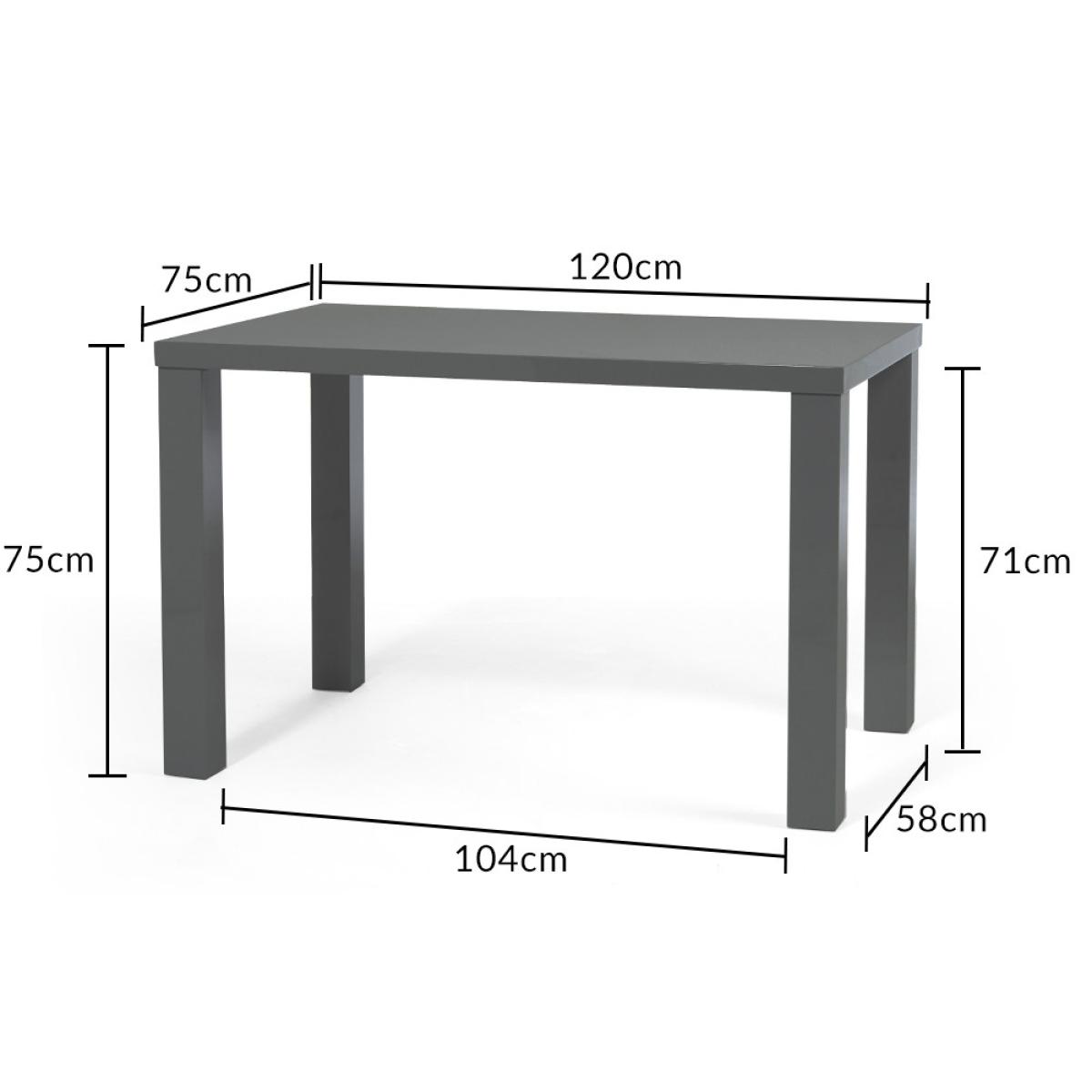 Atlanta 120cm Dark Grey High Gloss Table With 6 Grey Catalina Chairs – image 17