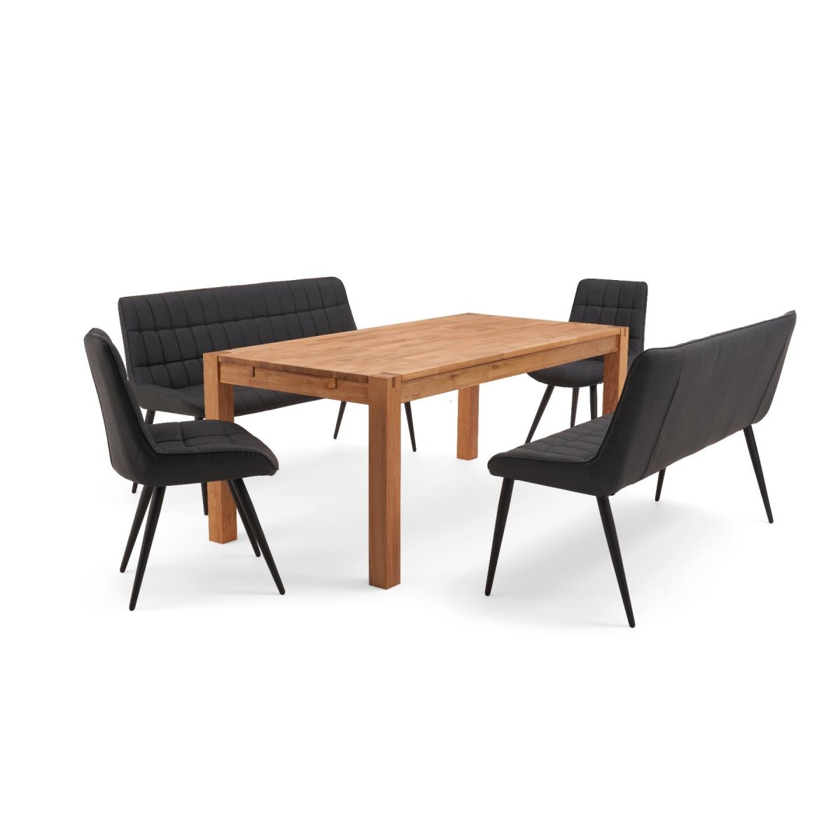 Verona 150cm Oak Table With Heidi Chairs and Brown Heidi Bench - Brown, 2 Chairs – image 8