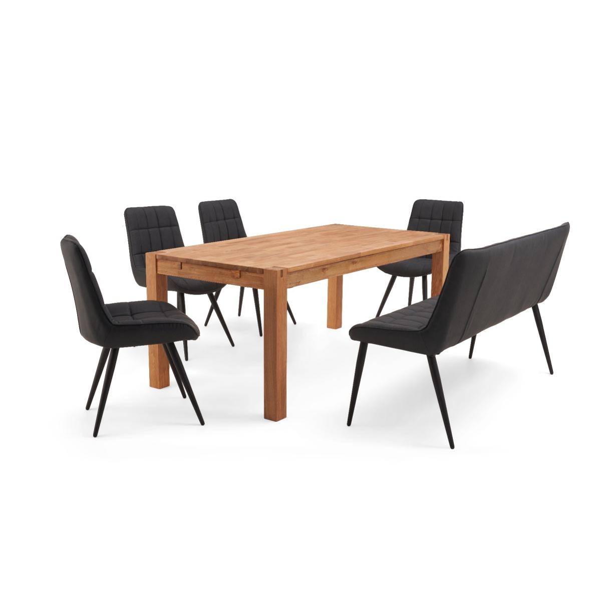 Verona 150cm Oak Table With Heidi Chairs and Brown Heidi Bench - Brown, 2 Chairs – image 10