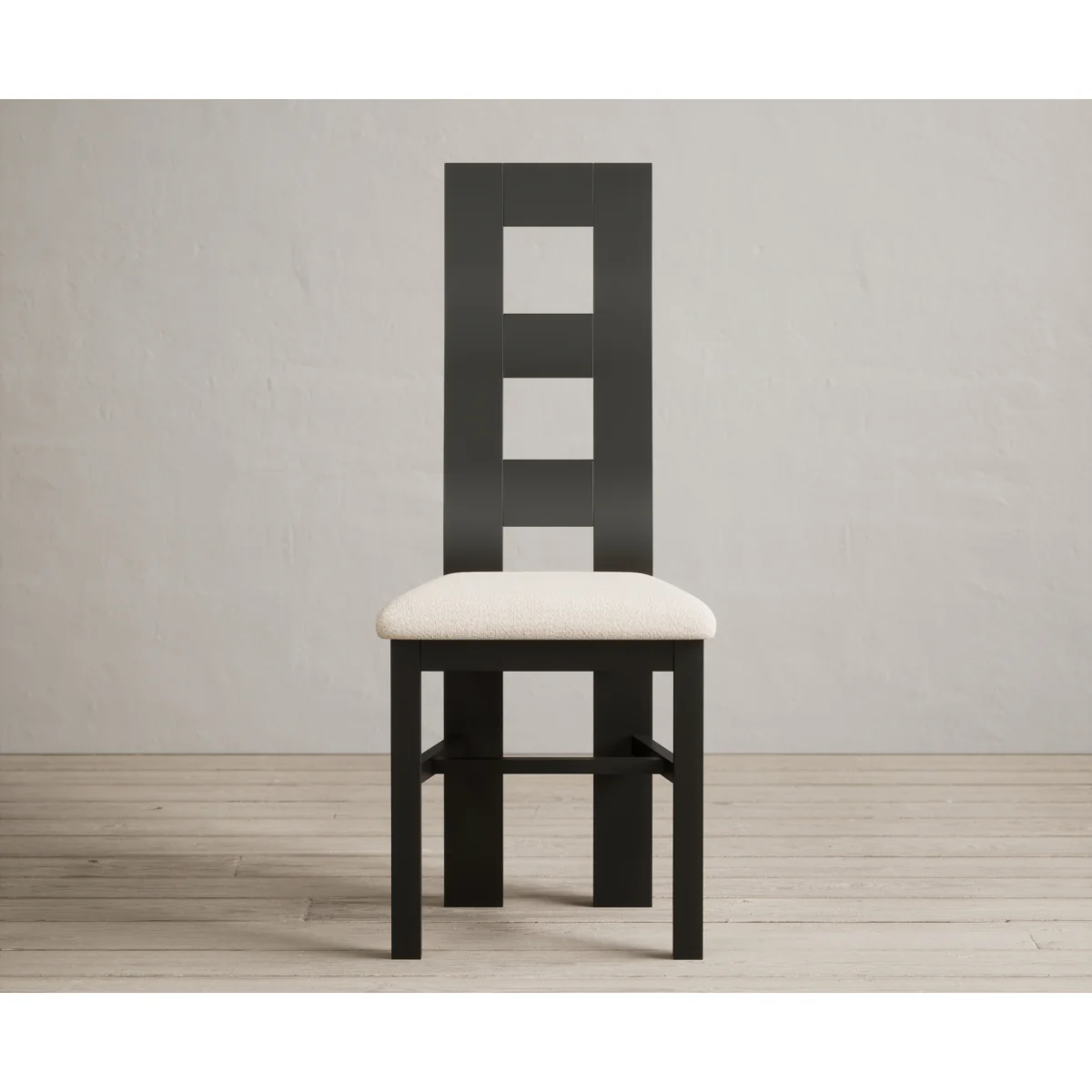 Extending Hertford 100cm - 130cm Oak and Black Painted Pedestal Dining Table with 6 Linen Painted Chairs – image 9