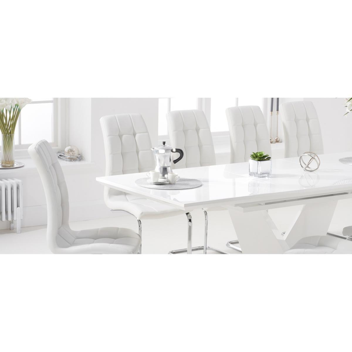 Halo 160cm White High Gloss Extending Dining Table with Lorin Faux Leather Chairs - White, 4 Chairs – image 8