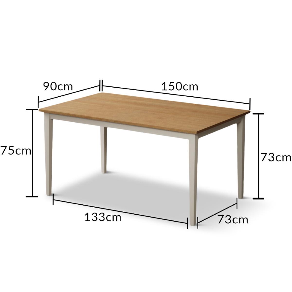 Kendal 150cm Solid Oak and Cream Painted Dining Table with 4 Blue Kendal Chairs with 2 Oak and Cream Benches – image 23