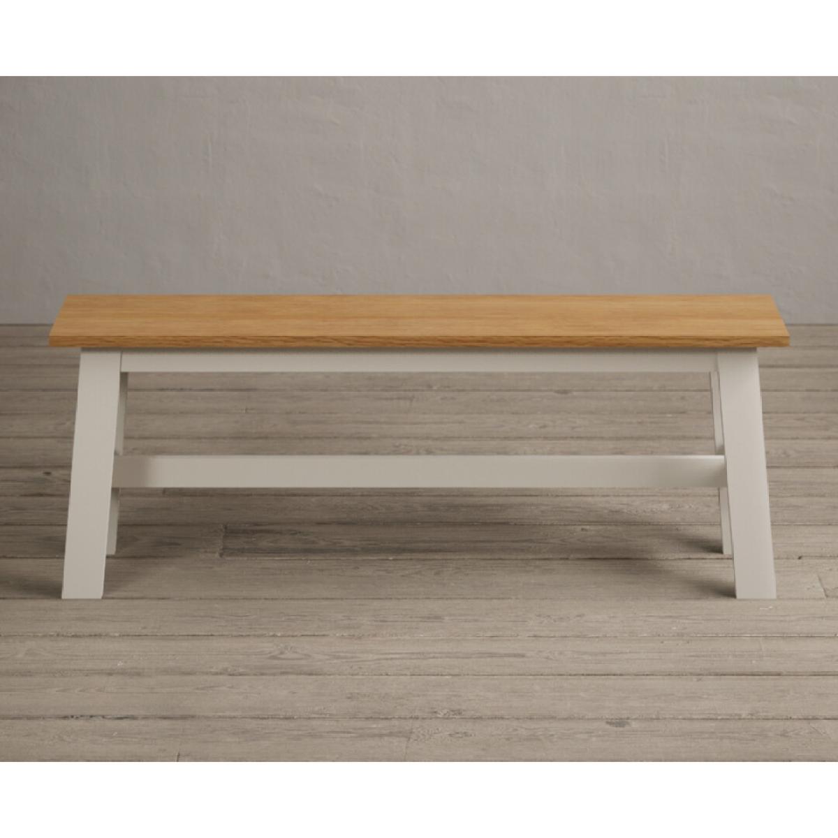 Kendal 150cm Solid Oak and Cream Painted Dining Table with 4 Blue Kendal Chairs with 2 Oak and Cream Benches – image 28