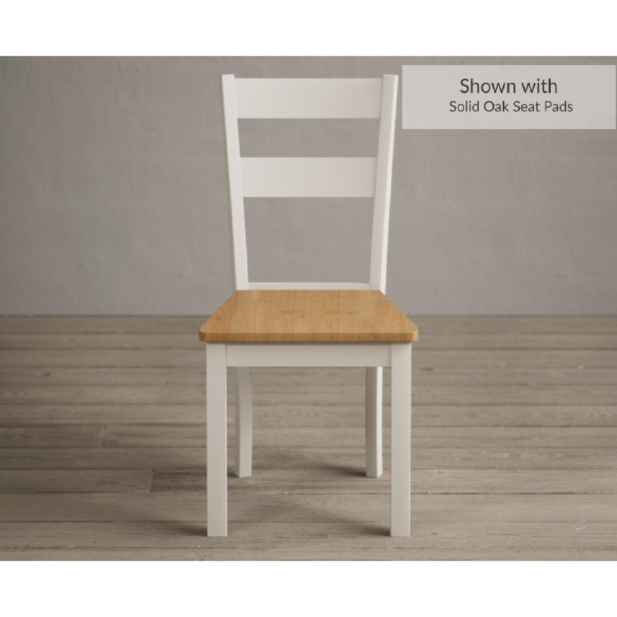 Kendal 150cm Solid Oak and Cream Painted Dining Table with 4 Blue Kendal Chairs with 2 Oak and Cream Benches – image 5