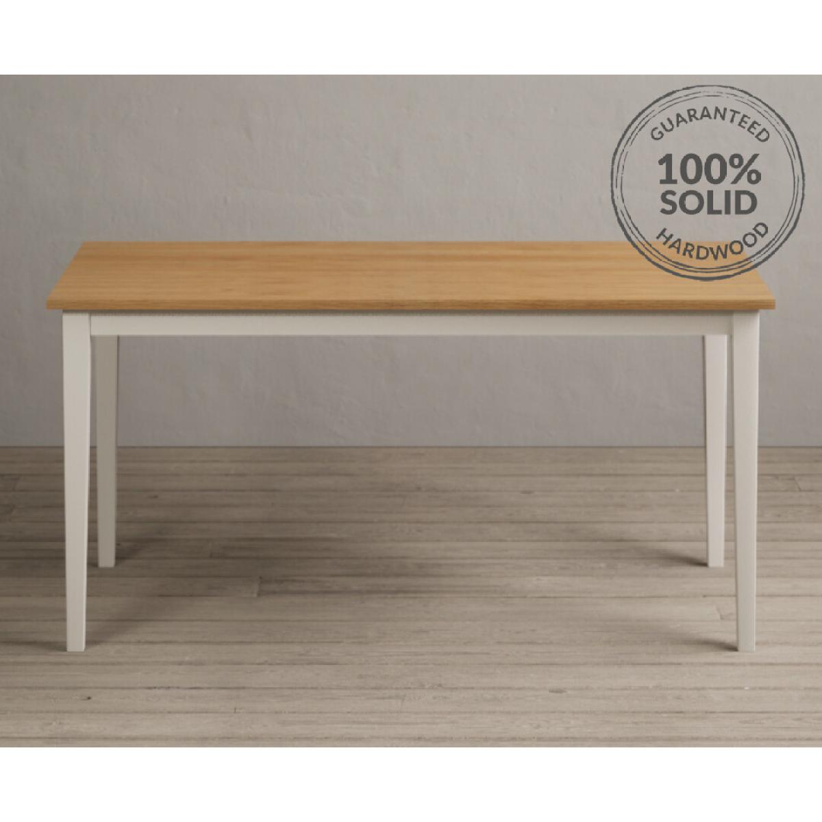 Kendal 150cm Solid Oak and Cream Painted Dining Table with 4 Blue Kendal Chairs with 2 Oak and Cream Benches – image 6