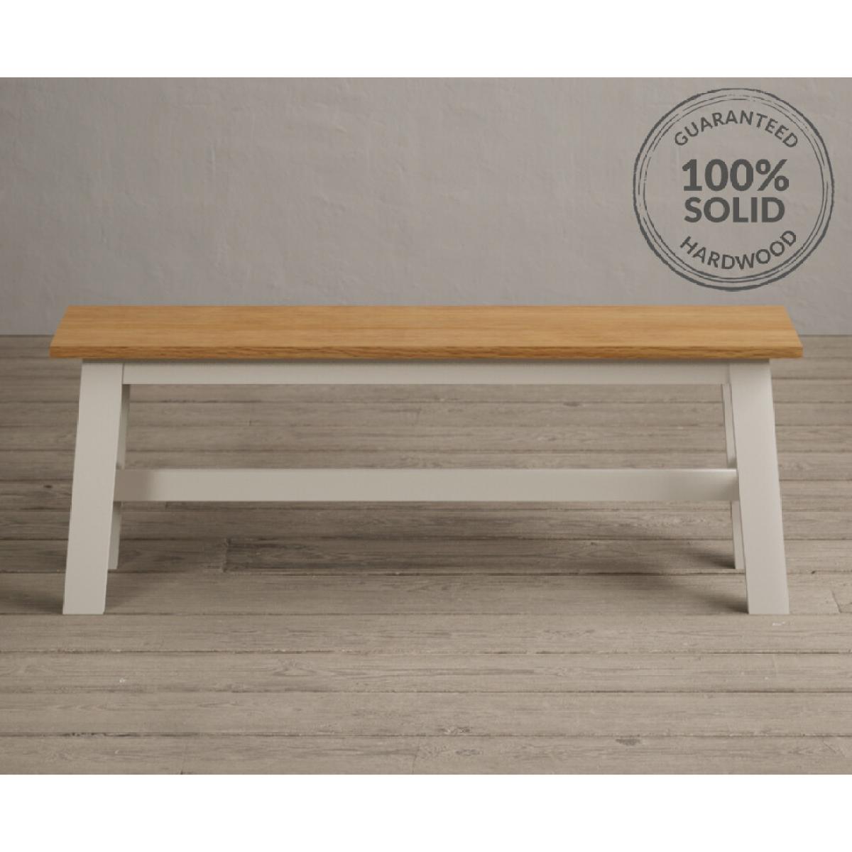 Kendal 150cm Solid Oak and Cream Painted Dining Table with 4 Blue Kendal Chairs with 2 Oak and Cream Benches – image 7