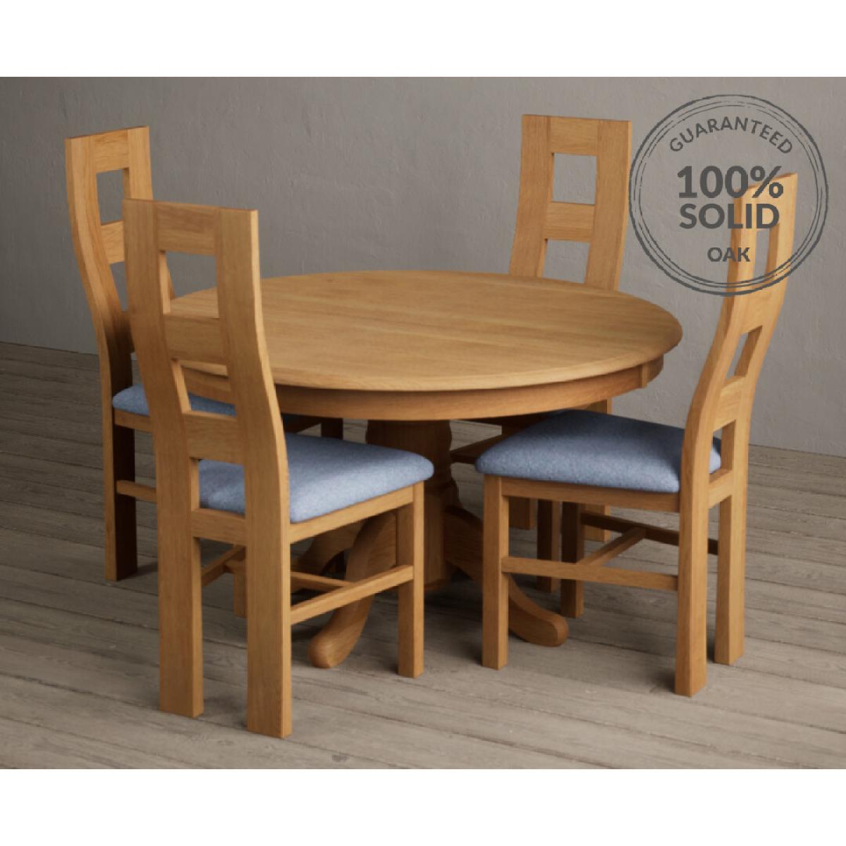 Hertford 120cm Fixed Top Solid Oak Round Pedestal Table With 4 Charcoal Grey Flow Back Chairs – image 17