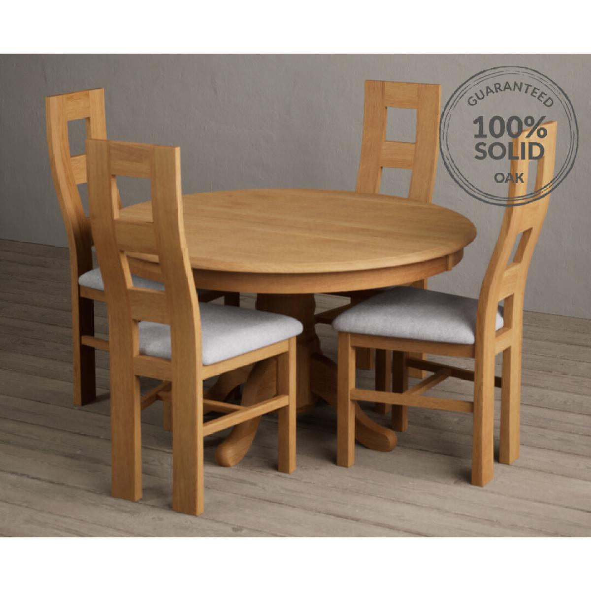 Hertford 120cm Fixed Top Solid Oak Round Pedestal Table With 4 Charcoal Grey Flow Back Chairs – image 18