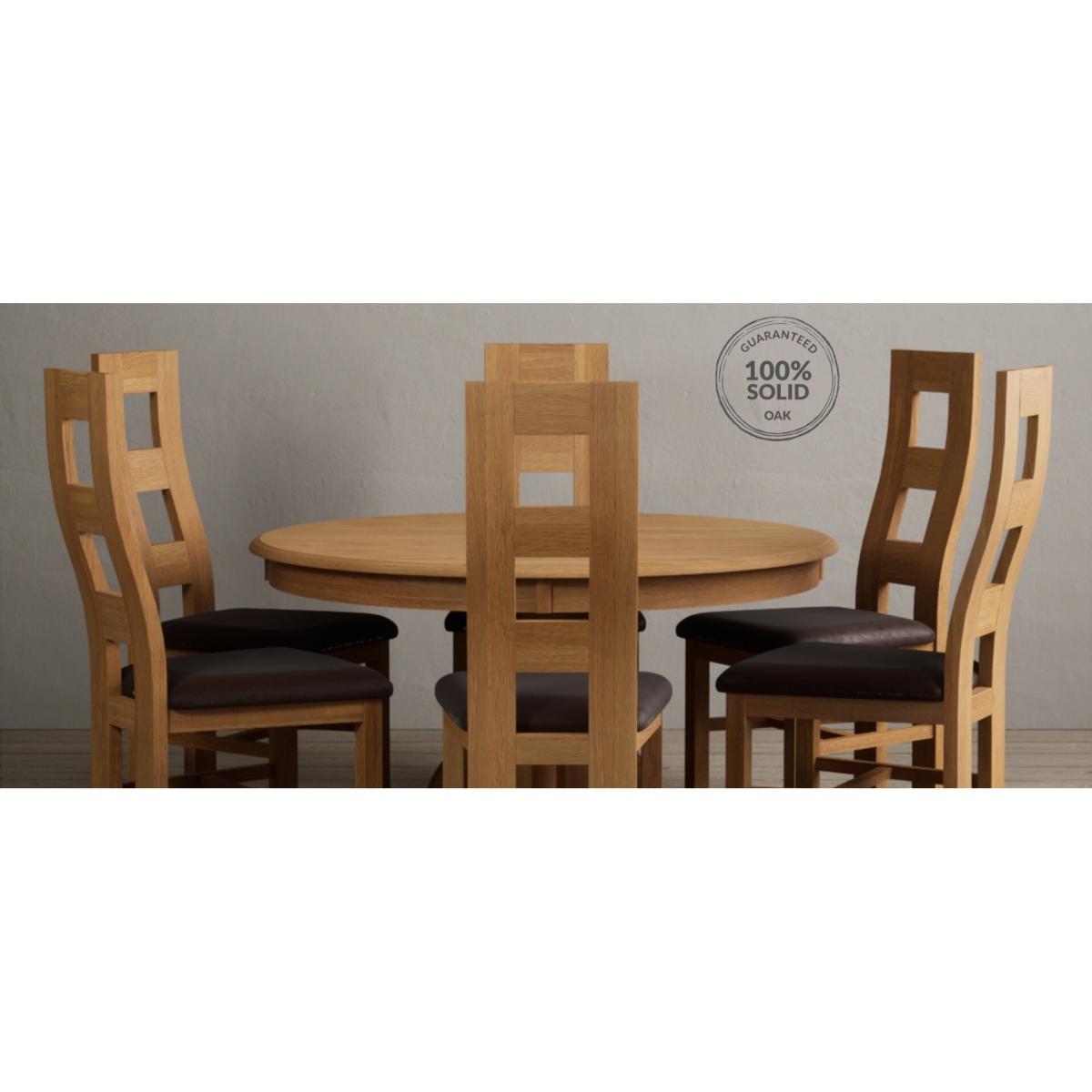 Hertford 120cm Fixed Top Solid Oak Round Pedestal Table With 4 Charcoal Grey Flow Back Chairs – image 19