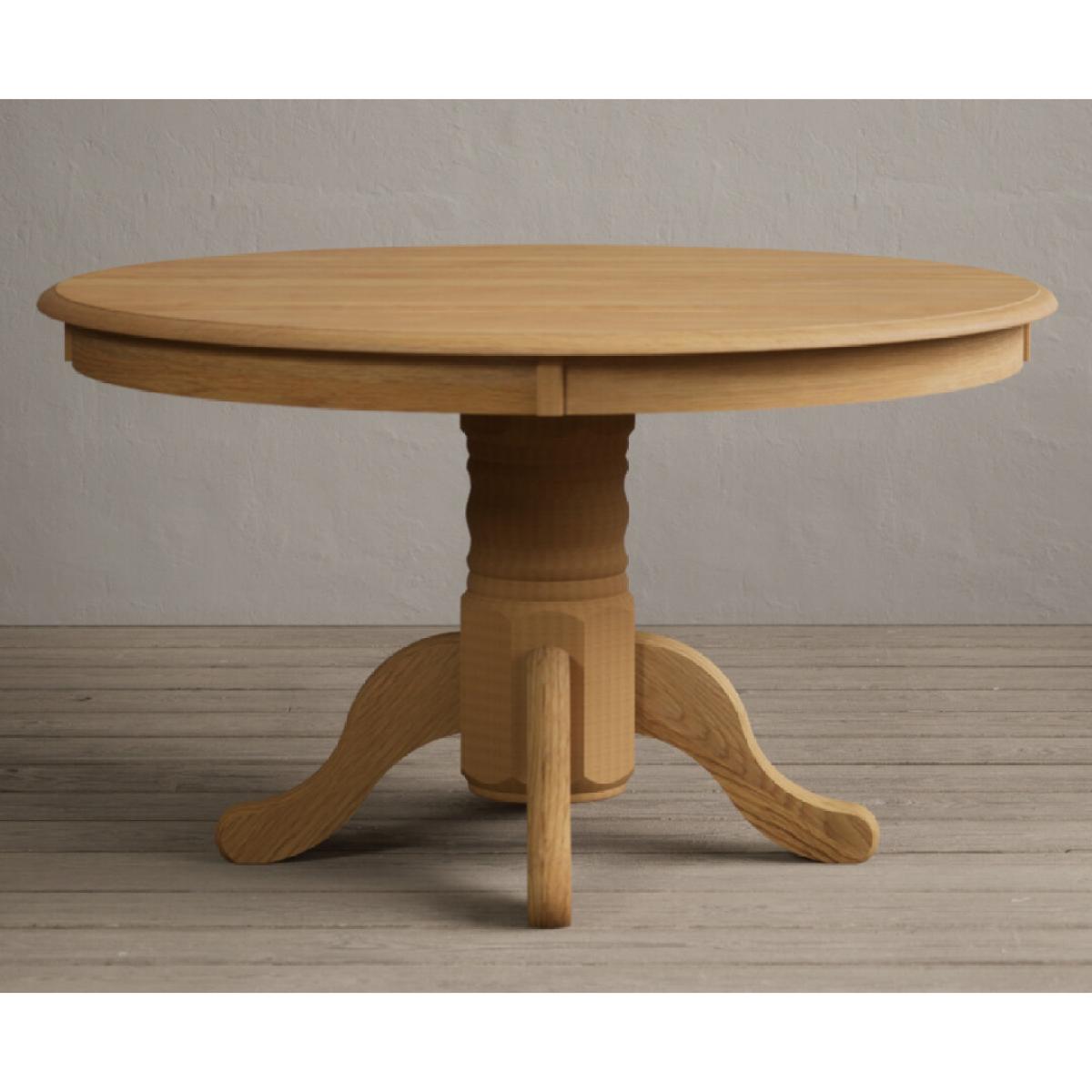 Hertford 120cm Fixed Top Solid Oak Round Pedestal Table With 4 Charcoal Grey Flow Back Chairs – image 23
