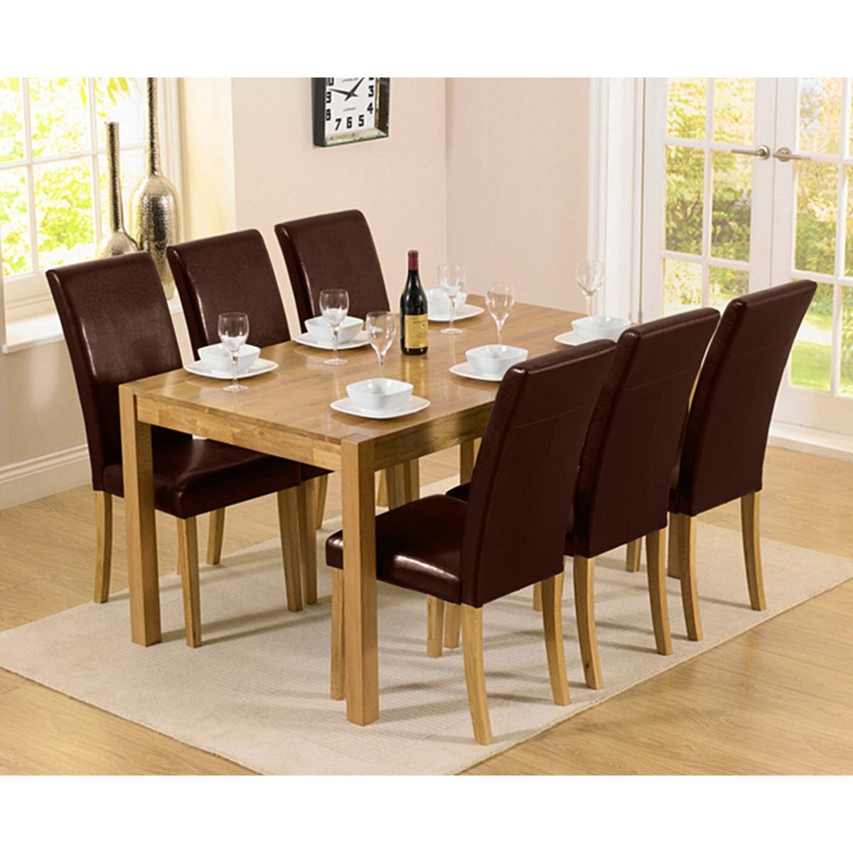 Oxford Solid Oak 150cm Dining Table with 6 Brown Olivia Chairs – image 3