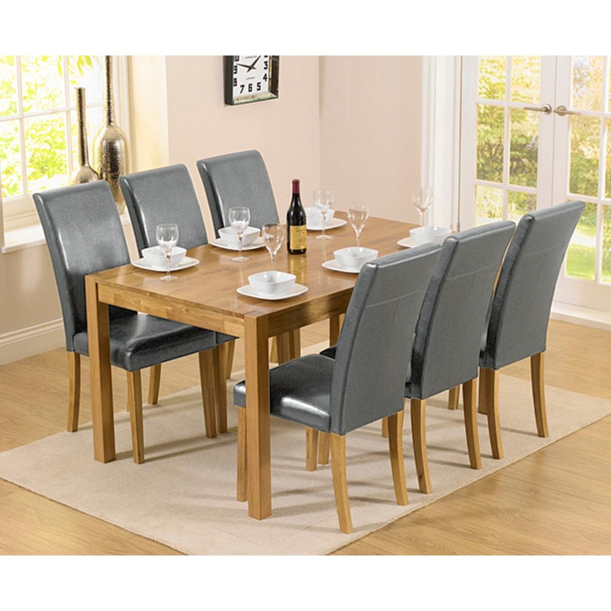 Oxford Solid Oak 150cm Dining Table with 6 Brown Olivia Chairs – image 4