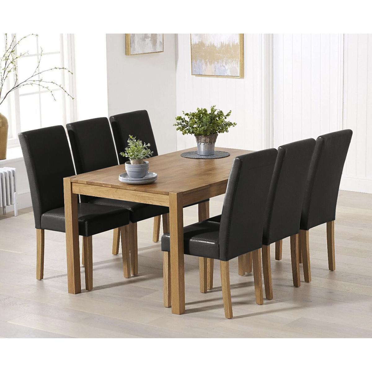 Oxford Solid Oak 150cm Dining Table with 6 Brown Olivia Chairs – image 6