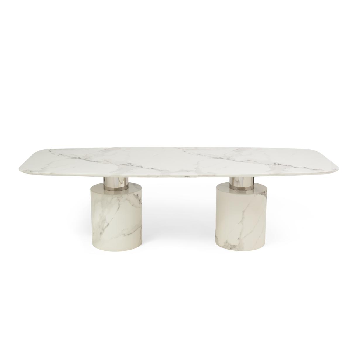 Antonio 260cm White Marble Table With 8 Grey Sienna Velvet Chairs – image 14
