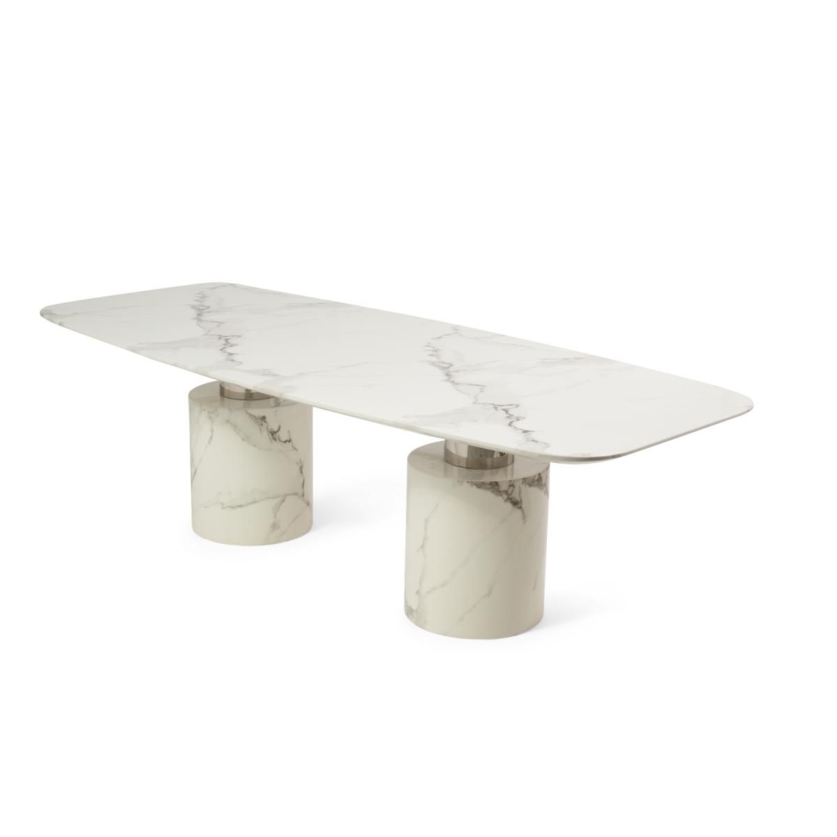 Antonio 260cm White Marble Table With 8 Grey Sienna Velvet Chairs – image 15