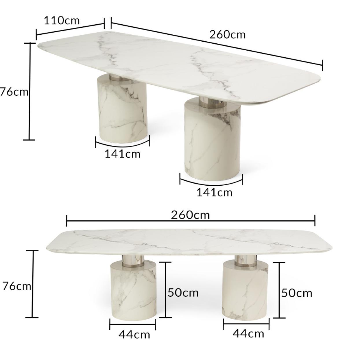 Antonio 260cm White Marble Table With 8 Grey Sienna Velvet Chairs – image 19