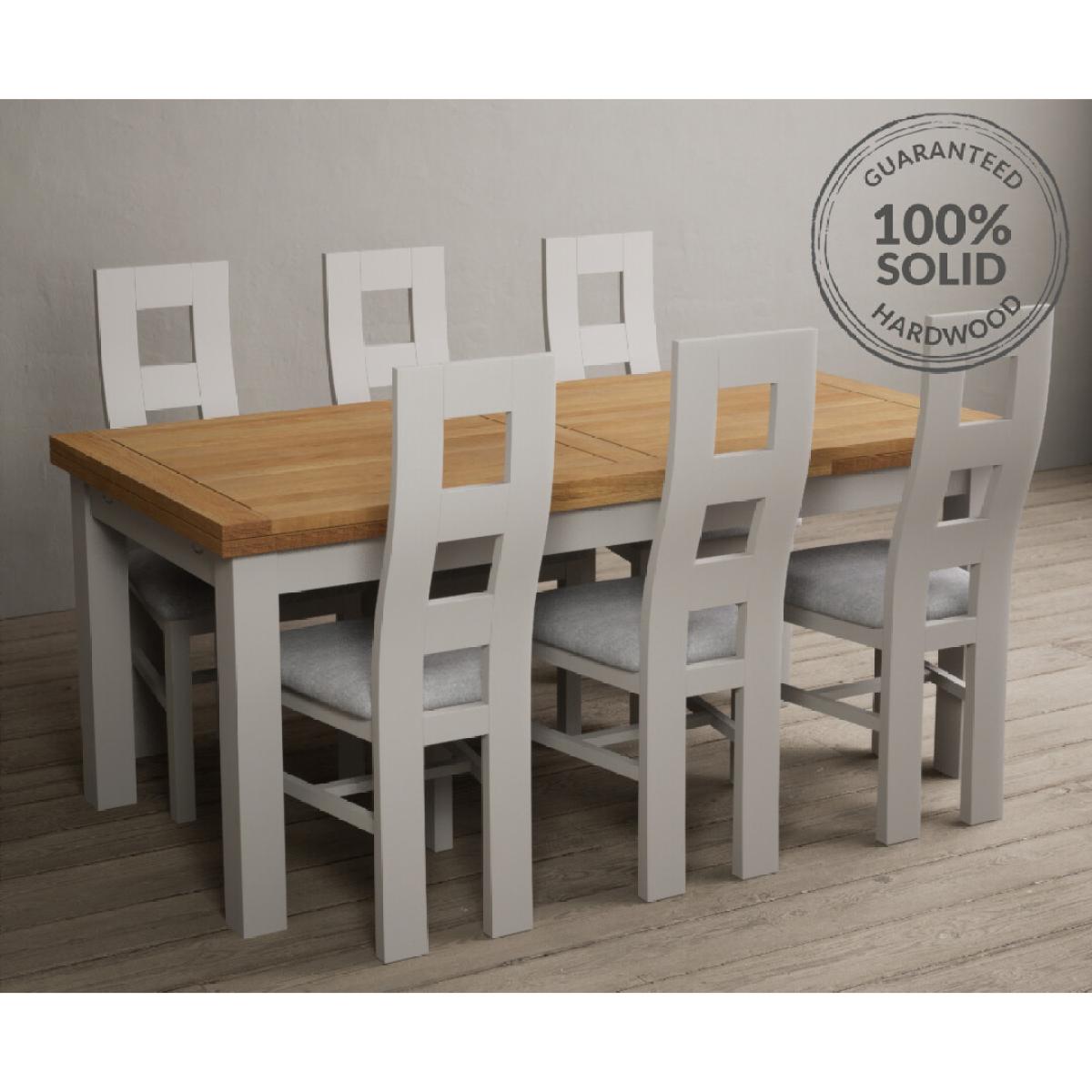 Hampshire 180cm Oak and Soft White Extending Dining Table With 6 Charcoal Grey Flow Back Chairs – image 2