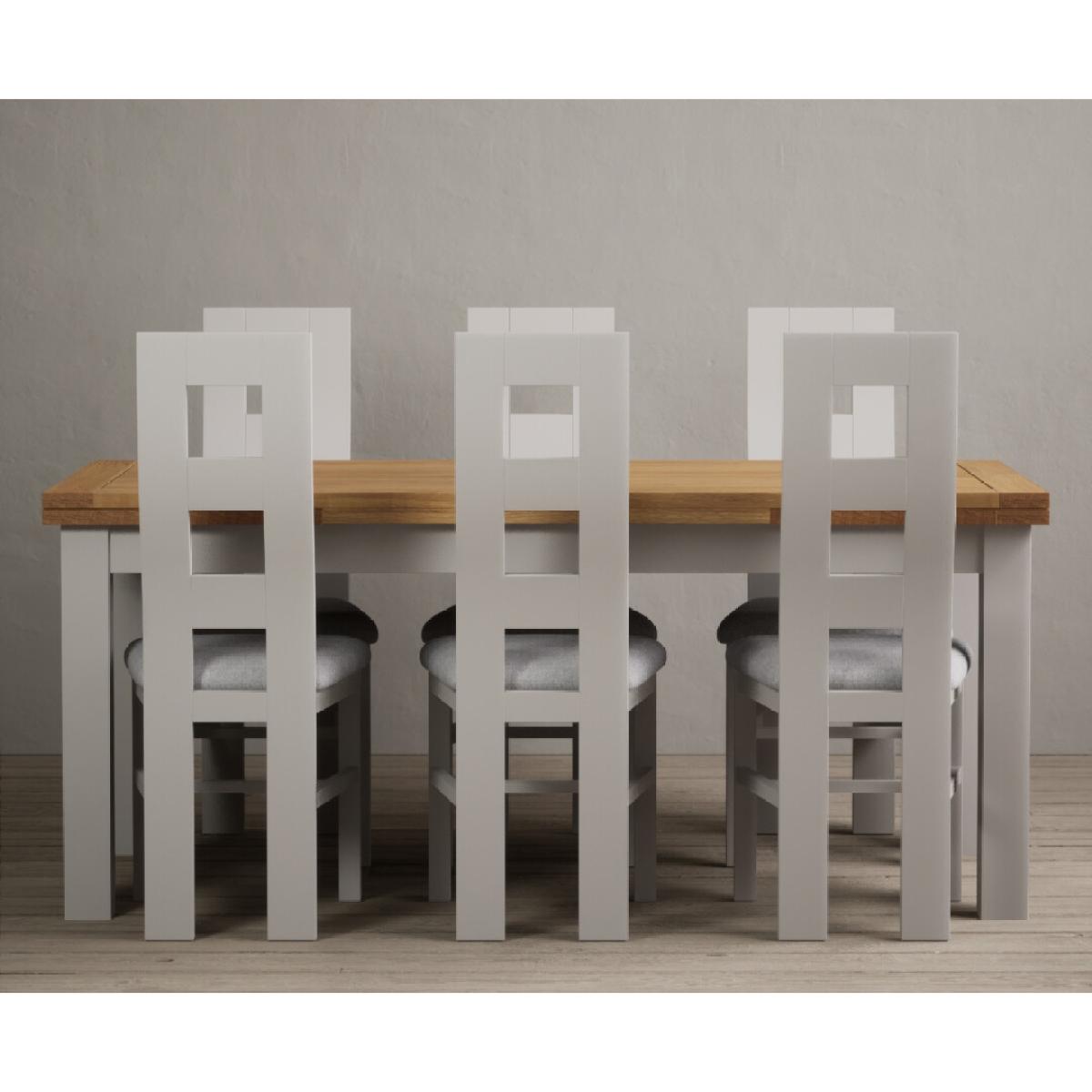 Hampshire 180cm Oak and Soft White Extending Dining Table With 6 Charcoal Grey Flow Back Chairs – image 11