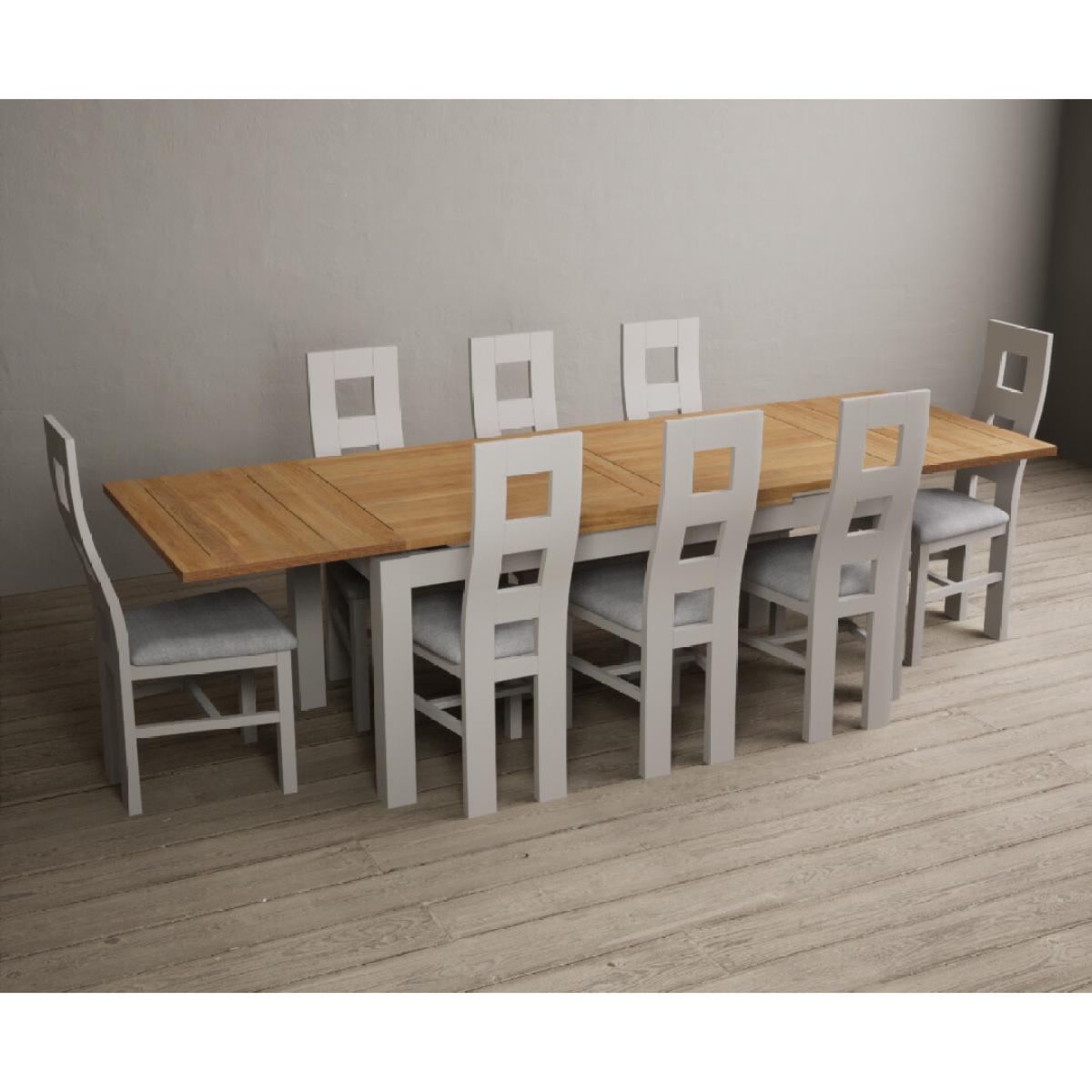 Hampshire 180cm Oak and Soft White Extending Dining Table With 6 Charcoal Grey Flow Back Chairs – image 12