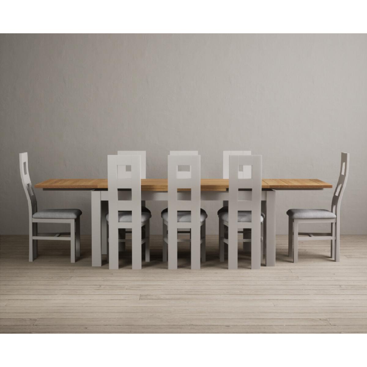 Hampshire 180cm Oak and Soft White Extending Dining Table With 6 Charcoal Grey Flow Back Chairs – image 13