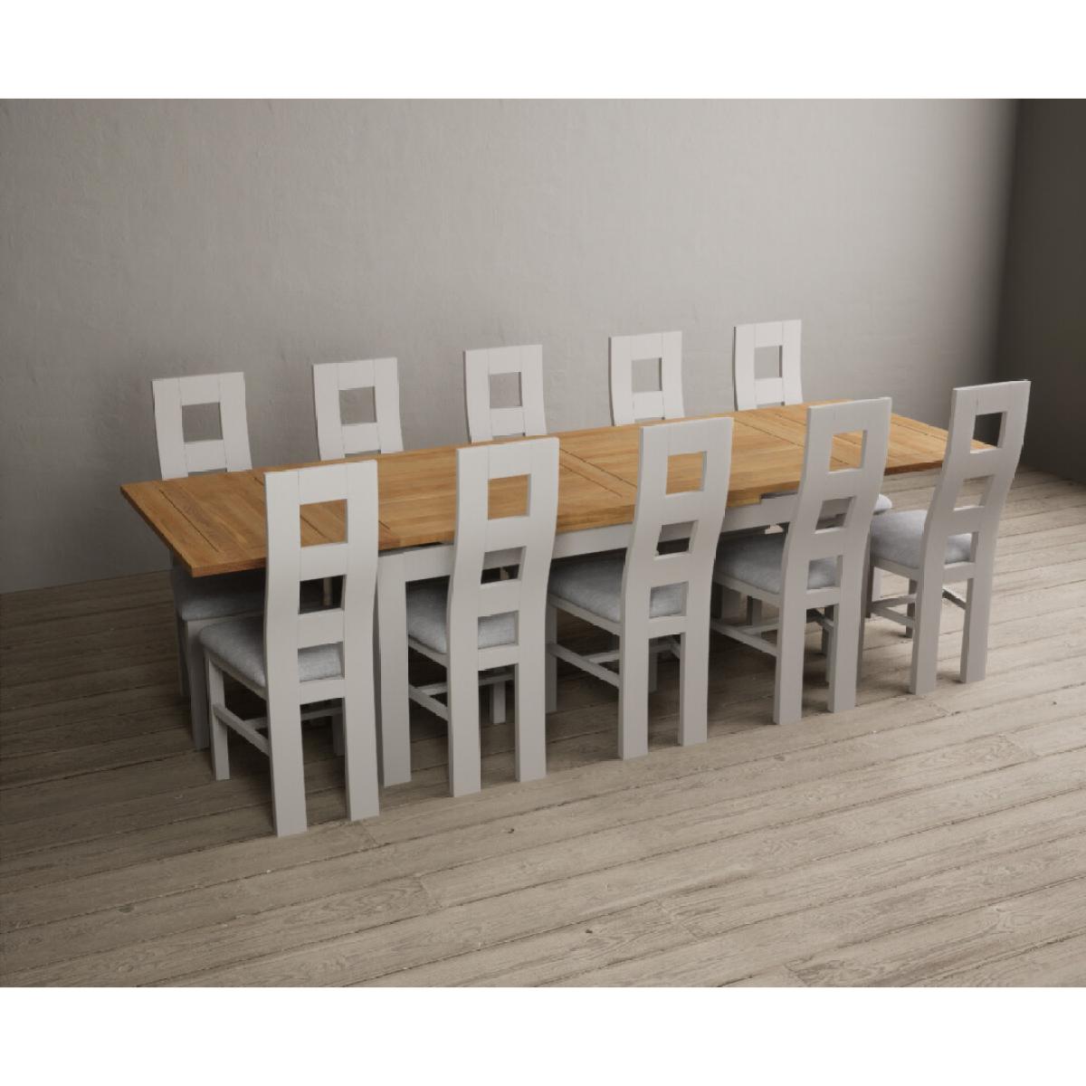 Hampshire 180cm Oak and Soft White Extending Dining Table With 6 Charcoal Grey Flow Back Chairs – image 14