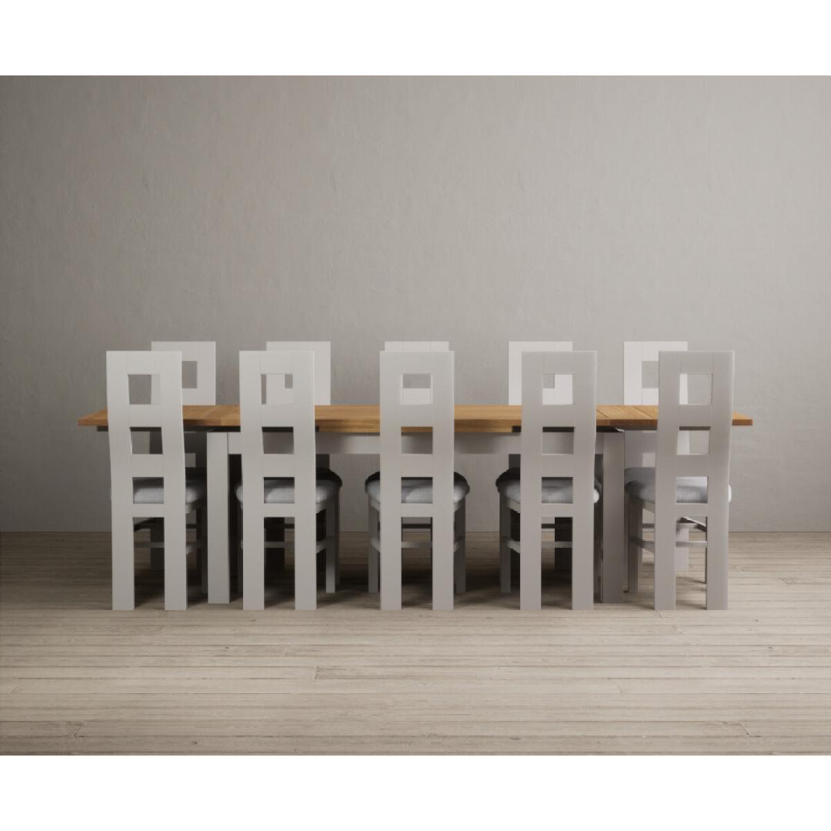 Hampshire 180cm Oak and Soft White Extending Dining Table With 6 Charcoal Grey Flow Back Chairs – image 15