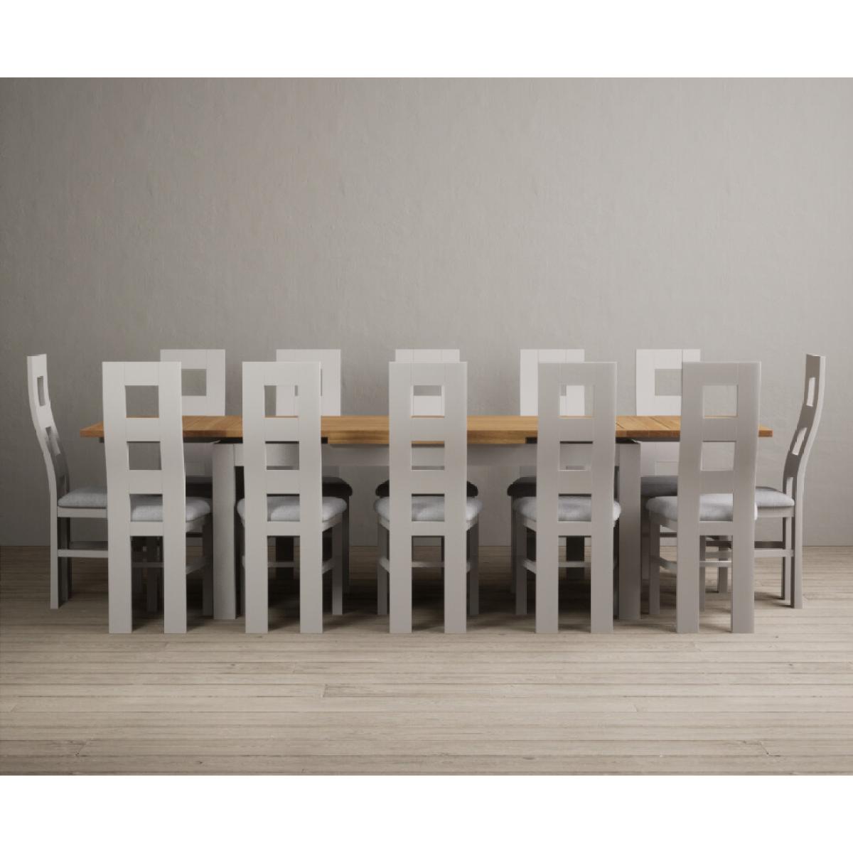 Hampshire 180cm Oak and Soft White Extending Dining Table With 6 Charcoal Grey Flow Back Chairs – image 3