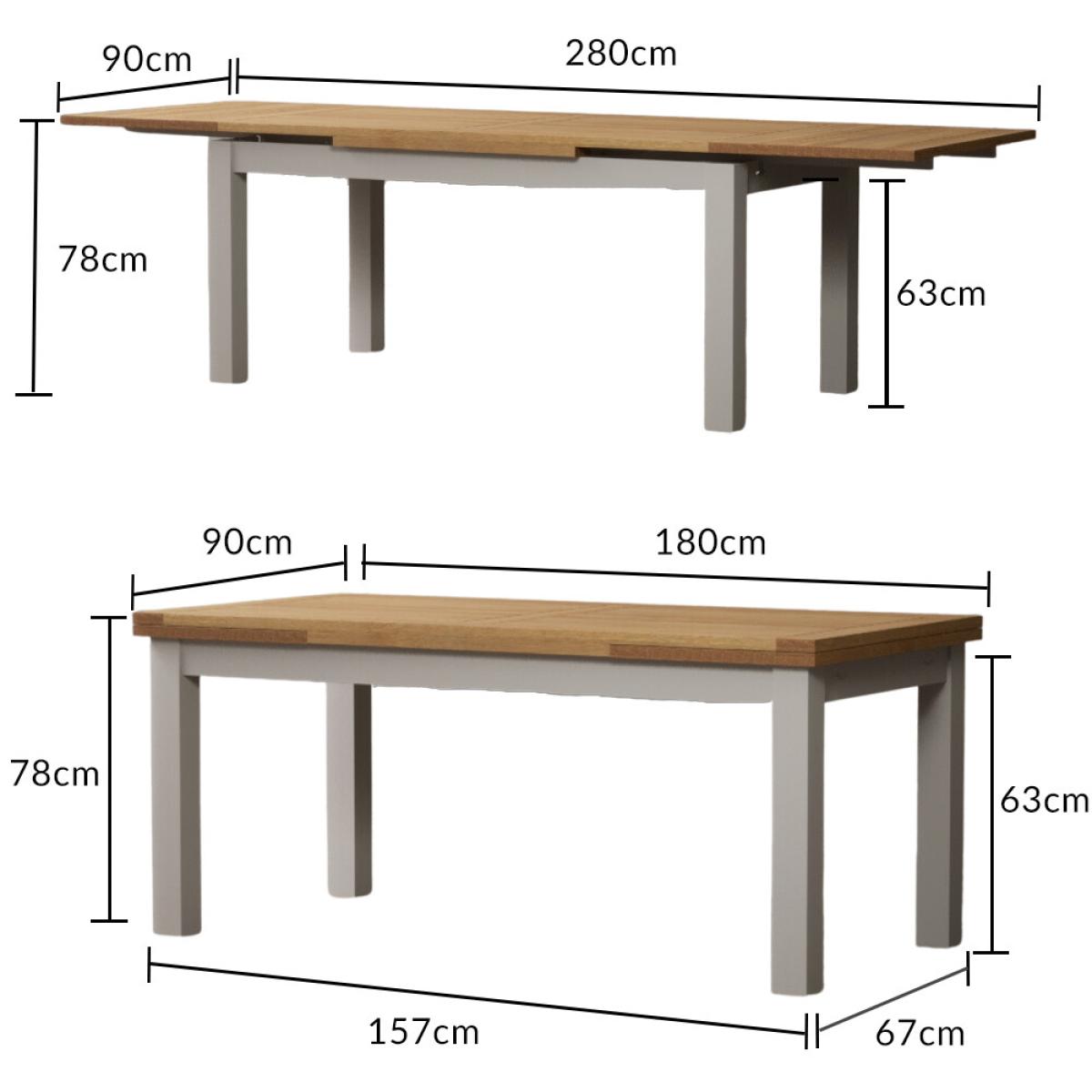 Hampshire 180cm Oak and Soft White Extending Dining Table With 6 Charcoal Grey Flow Back Chairs – image 25