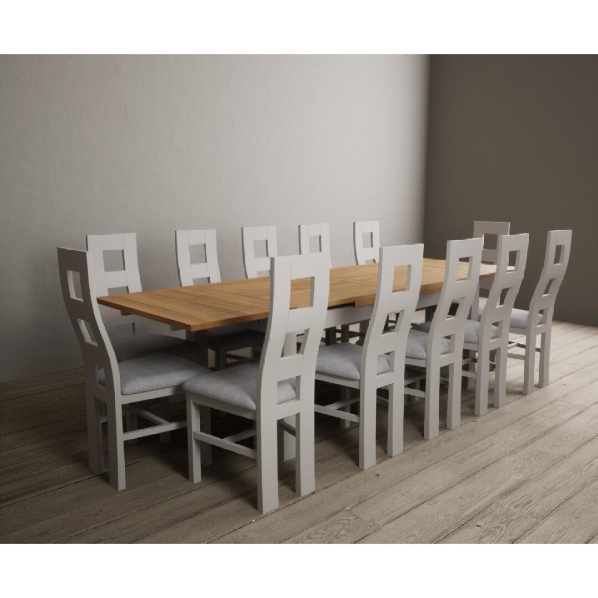 Hampshire 180cm Oak and Soft White Extending Dining Table With 6 Charcoal Grey Flow Back Chairs – image 10
