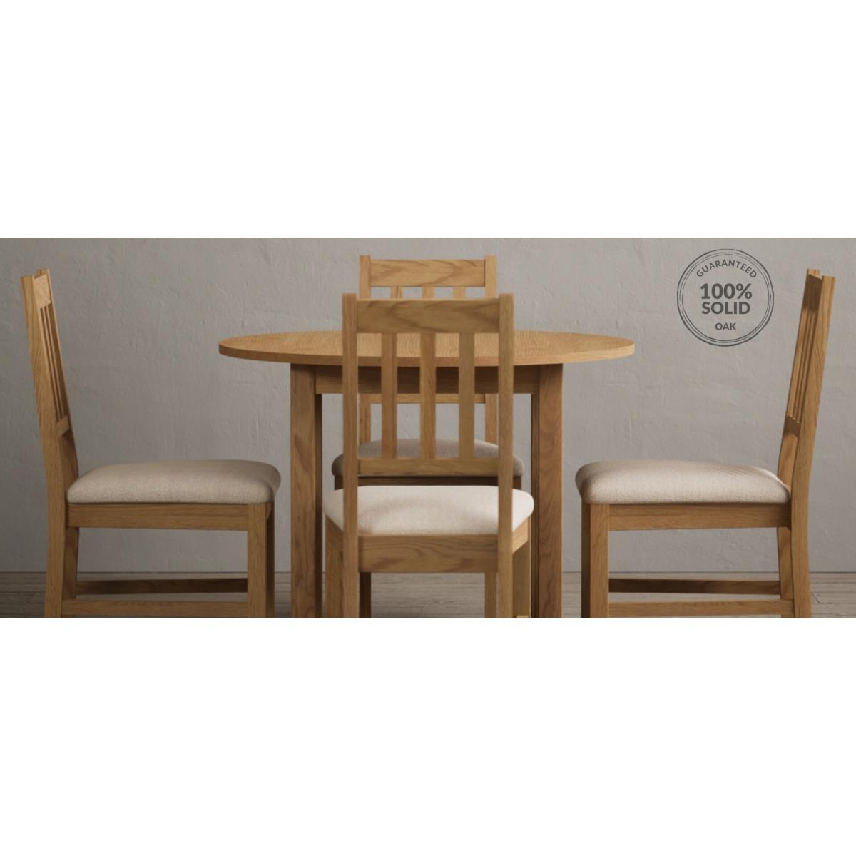 Extending York 90cm Solid Oak Dining Table With 2 Linen York Chairs – image 15