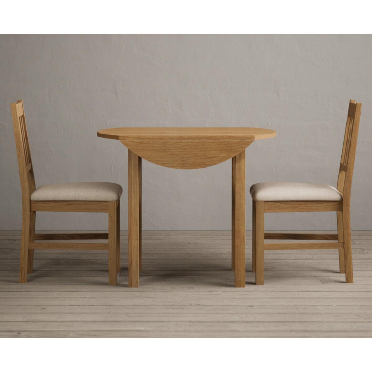 Extending York 90cm Solid Oak Dining Table With 2 Linen York Chairs – image 3