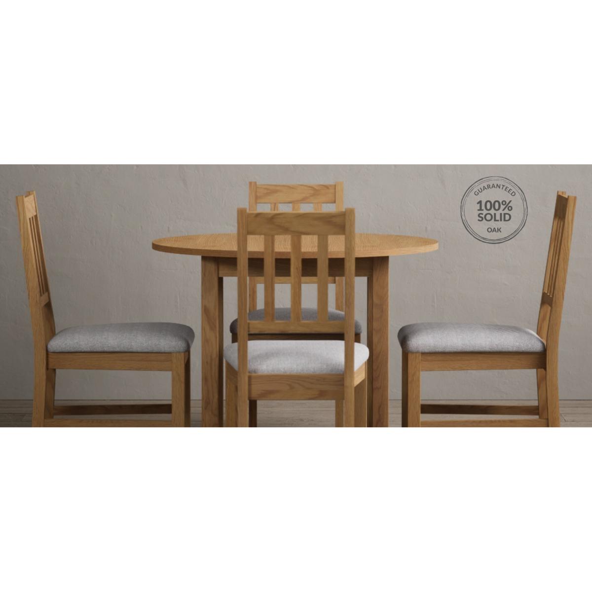 Extending York 90cm Solid Oak Dining Table With 2 Linen York Chairs – image 25