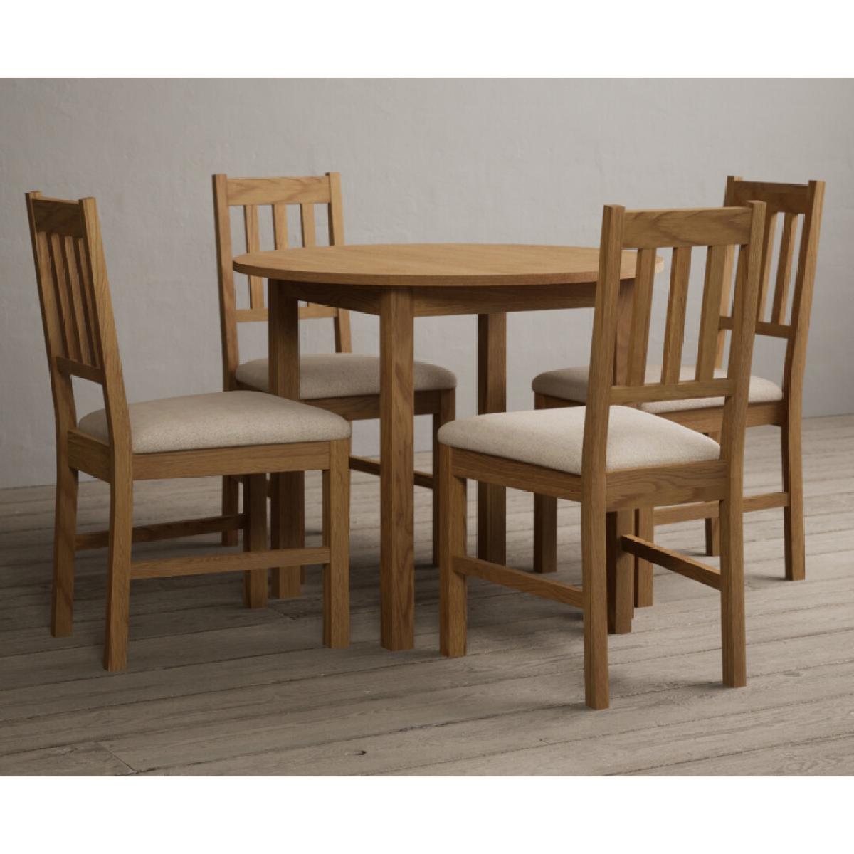 Extending York 90cm Solid Oak Dining Table With 2 Linen York Chairs – image 5