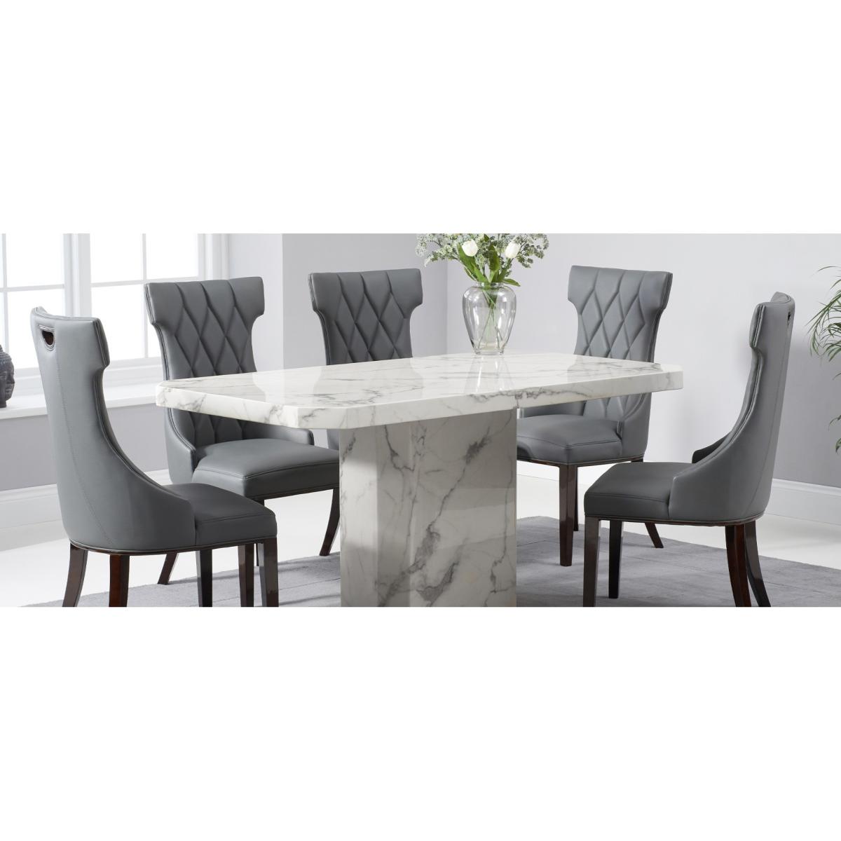 Belle 160cm White Marble Dining Table With 8 Ivory White Hampstead Dining Chairs – image 16