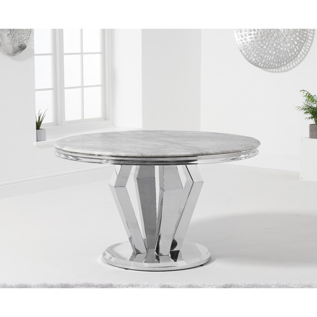 Viscount 130cm Round Marble Dining Table with Giovanni Velvet Chairs - Grey, 4 Chairs – image 6