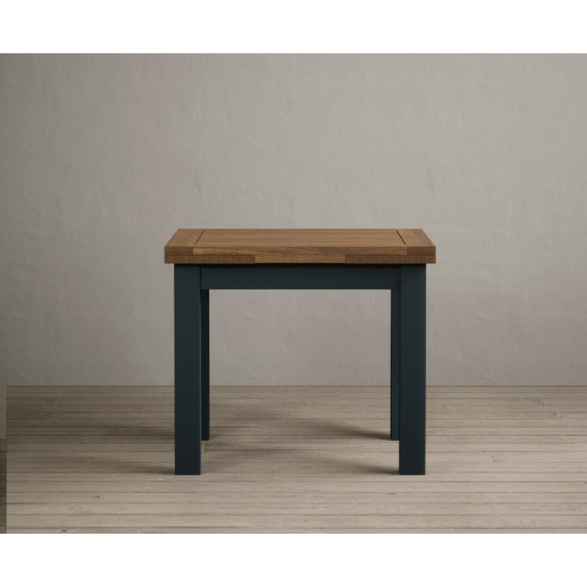 Hampshire 90cm Oak and Dark Blue Extending Dining Table With Light Grey 4 Flow Back Chairs – image 22
