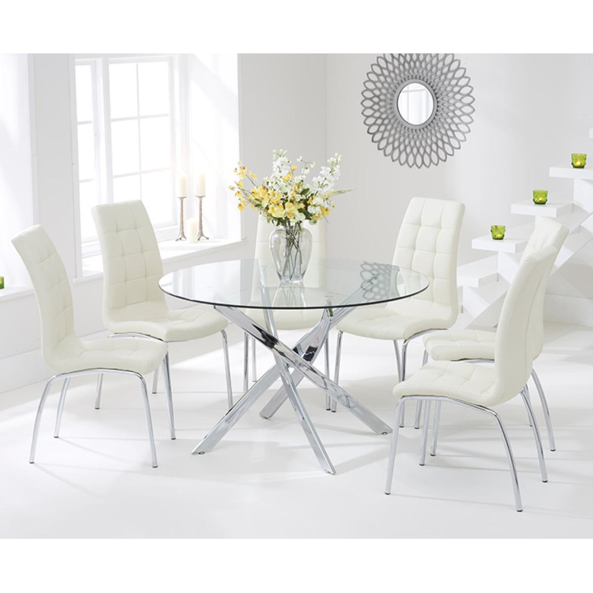 Denver 120cm Glass Dining Table With 4 Red Enzo Chairs – image 2