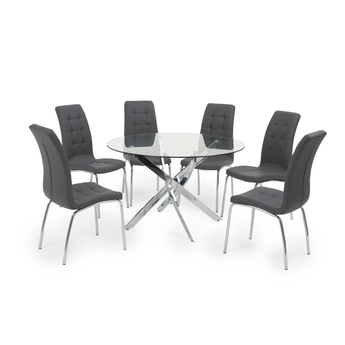Denver 120cm Glass Dining Table With 4 Red Enzo Chairs – image 16