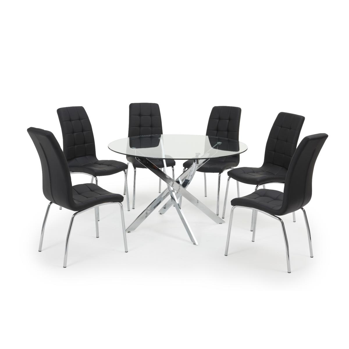 Denver 120cm Glass Dining Table With 4 Red Enzo Chairs – image 17
