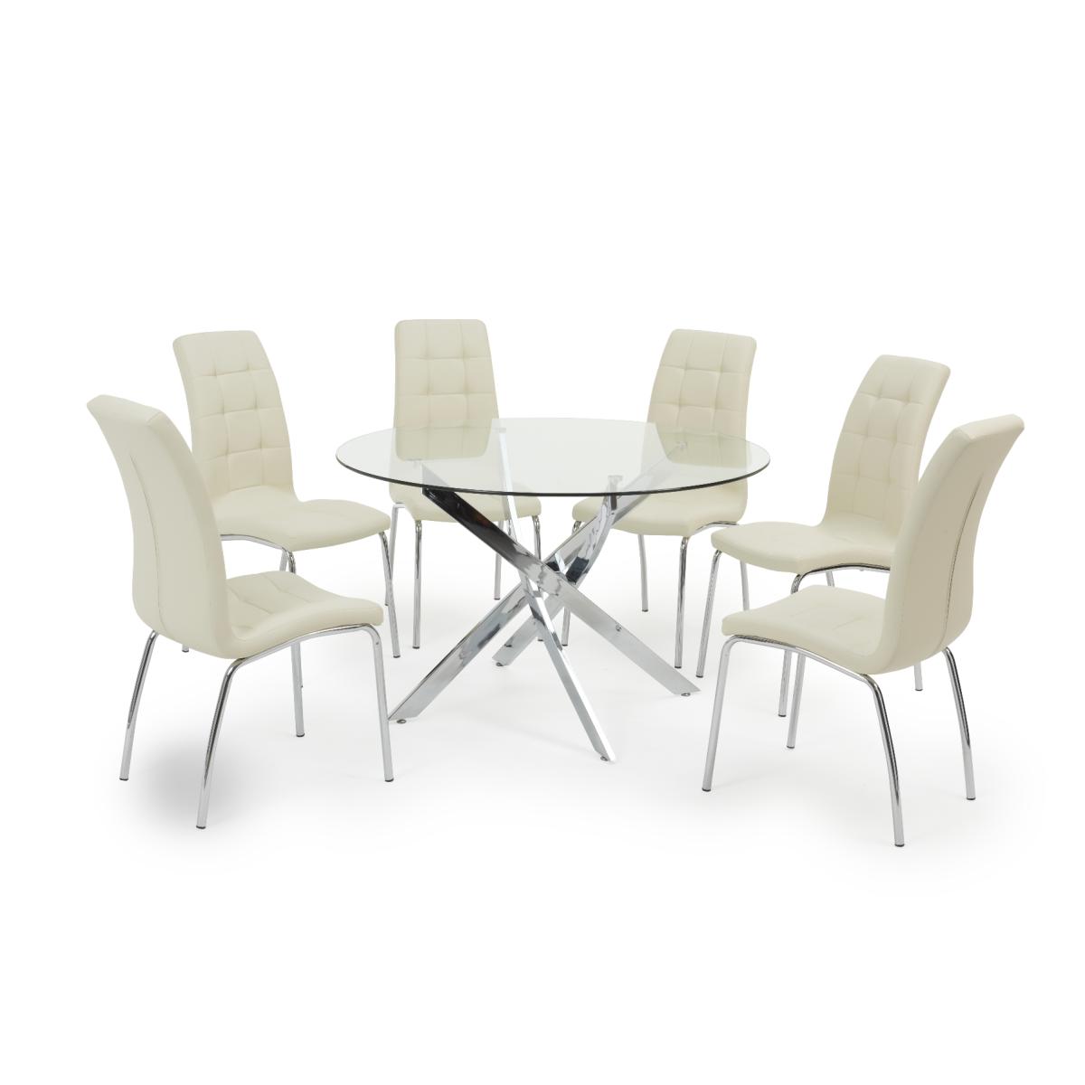 Denver 120cm Glass Dining Table With 4 Red Enzo Chairs – image 18