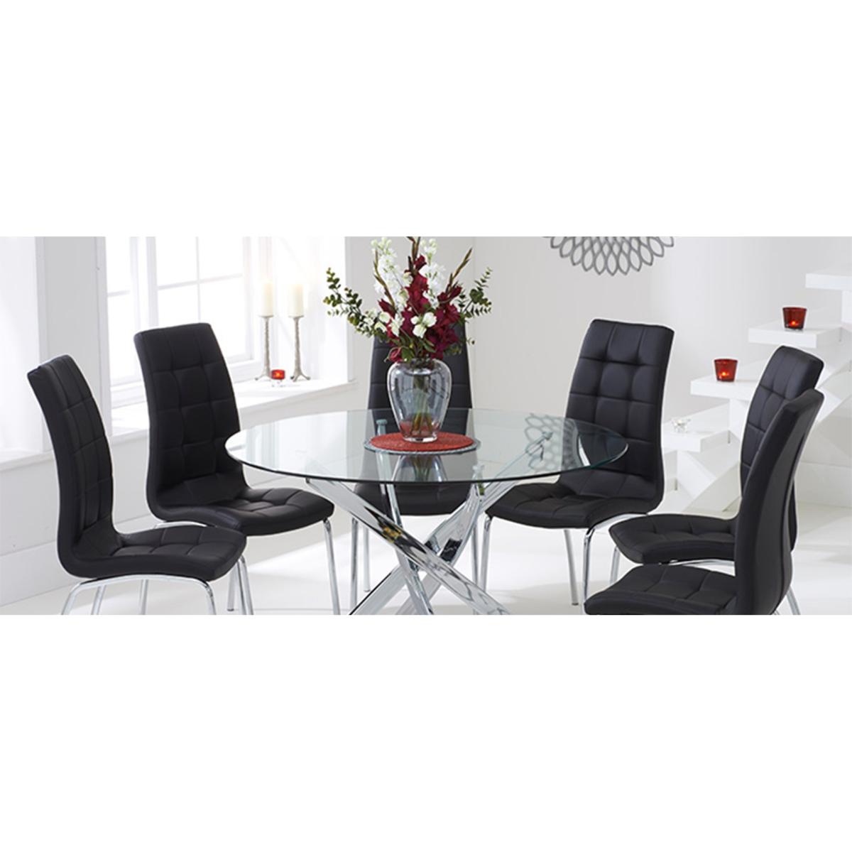 Denver 120cm Glass Dining Table With 4 Red Enzo Chairs – image 24