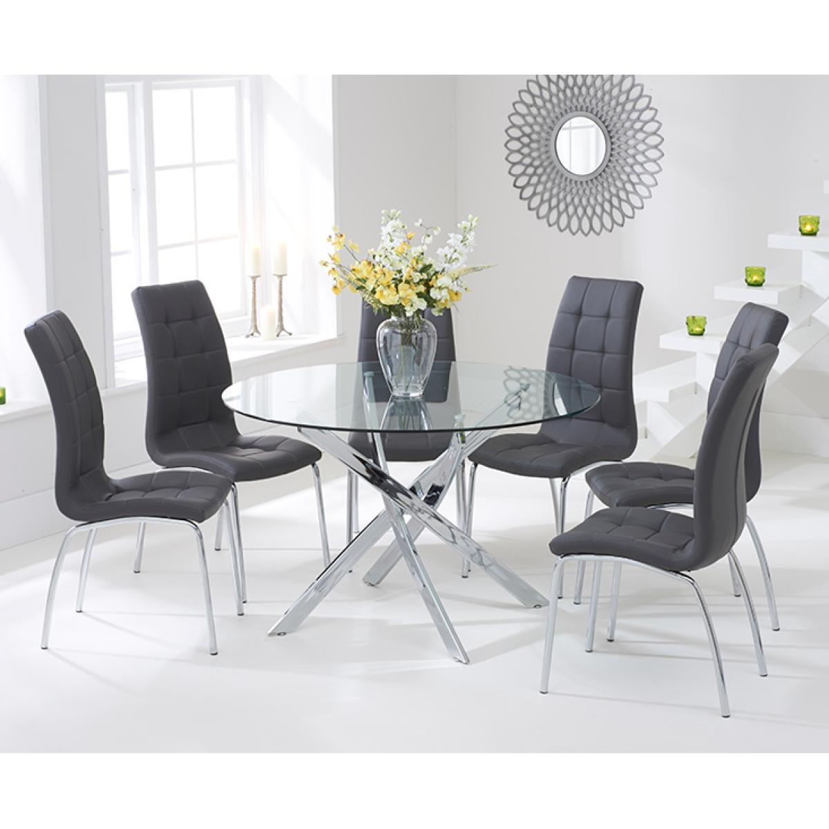 Denver 120cm Glass Dining Table With 4 Red Enzo Chairs – image 4